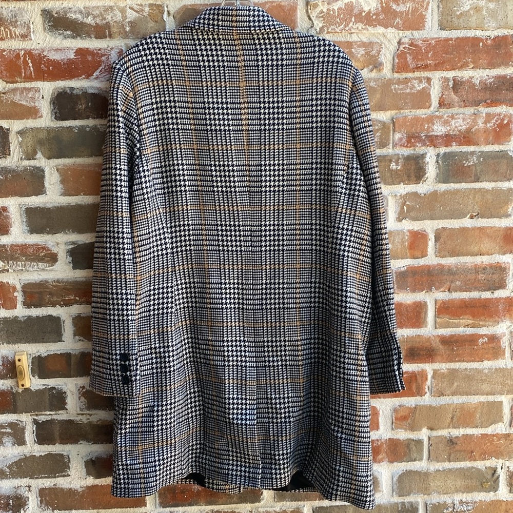 Pendleton Plaid 100% Merino Wool Coat with Lambskin Leather Trim Size 18 - Picture 2 of 16